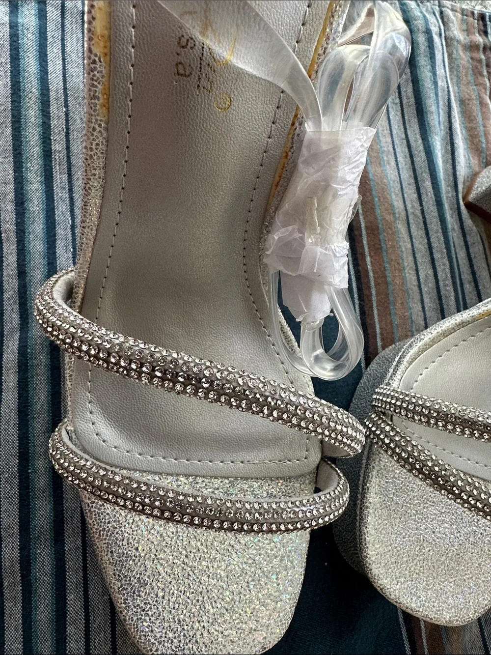 👡 Silver Rhinestone Platform Sandals